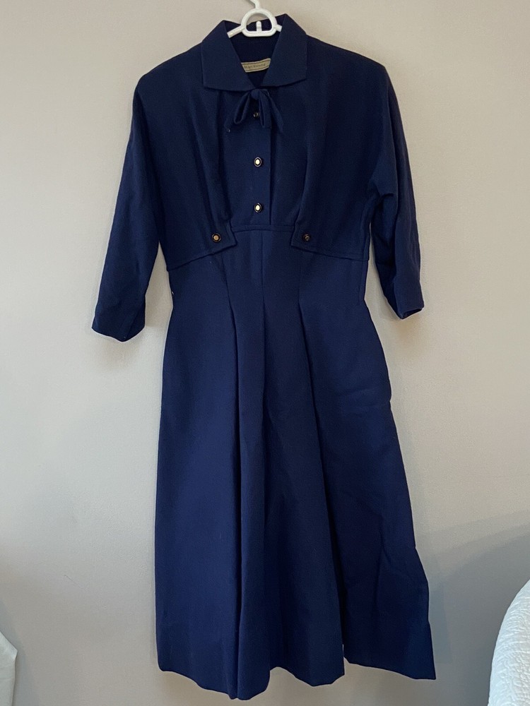 1950’s Vintage Nathan Strong Navy Travel Business Dress Side Zip No Tags