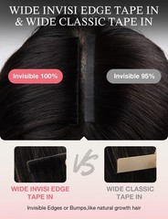 DOORES Invisi Edge Tape in Wide Hair Extensions Human Hair, Chocolate Brown to C