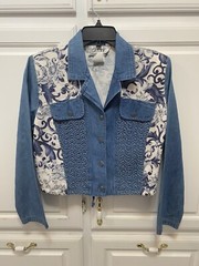 Vintage d.Frank Blue White Textured Denim Jean Jacket Women’s Size 6