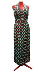 Vintage Halter Dress Medium Floral Print 70s Mob wife zip back Lisa Cobb Serbin