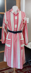 VINTAGE Shirt Dress TRENDS JERRIE LURIE Red White Rare Classic Dolman Pockets