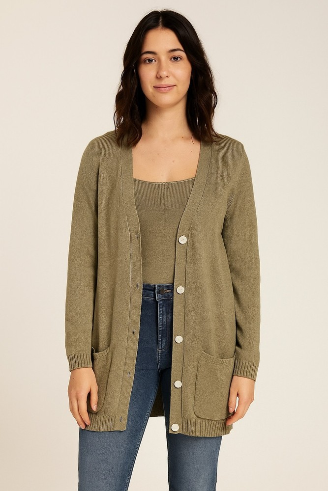 John Patrick for geoda design Vintage green open knit cardigan set beachy Large