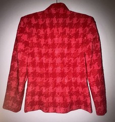 Vtg Genny Italy Blazer Jacket Red Button Front Pockets Textured Fabric Lined S-M