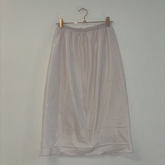 Vintage Satin Half Slip Skirt Elastic Waist Back Slit Pale Pink Lingerie 24.5in
