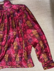 DAVID MATTHEW Women 14 Vintage 80’s Blouse Multicolor Bright Long Sleeve, EUC