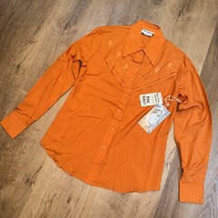 NOS Vtg Urban Cowgirl Rose Shirt Womens Western Rockabilly 70s Burnt Orange 7 8
