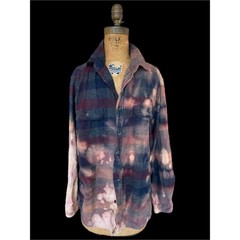 Moonshine Salvage Be Kind Puppy Dog Bleached Flannel Shirt M One of a Kind