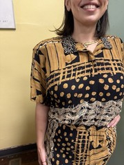 Vintage 90s Casual Corner Tribal Print Maxi Dress Size 10