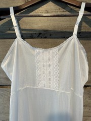 Vintage Nightgown Slip White Lace 14.5 (M) Nylon Made in USA Bridal TradWife