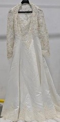 Vintage Mary’s White Long Sleeve Wedding Dress Ball Gown Pearls Sequins Sz 10