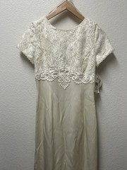 Vintage Off White Creme Lace Scott Mcclintock Long Gown Dress 8