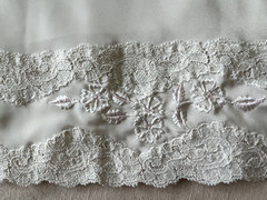Vntg Eve Stillman Couture NY Ivory Satin Half Slip/Midi Skirt Floral Lace SMALL