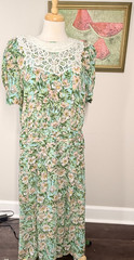 Vintage Karin Stevens Women’s 12 Floral Short Sleeve Secretary Dress Lace Collar