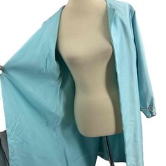 Vintage Blue Embroidered Cuff Long Sleeve Open Front Dressy Jacket