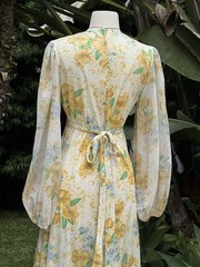 vintage 1970s dress Boho Long Wide Puff Sleeve Maxi Dress M