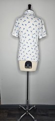VTG 1970s Retro Worthington Square White Blue Floral Blouse M