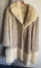 Schiaparelli Paris Persian Curly Lamb Fur Coat Camel Mink Collar RARE VTG 1950s
