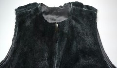 Vintage Sheared Black Rabbit 42″ Long Vest Shabbily Chic One Size AS IS