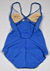 Vintage Swimsuit Jantzen Size 12 70s Ocean Blue Textured Full Cover Made USA