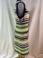 Vintage 60s Domani Knits Striped Velvet Vest Dress with Chain Size Medium MTM