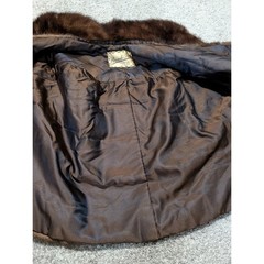 Pinneke Furs Womens Brown Vintage Mink Fur Wrap Capelet Monogrammed MCM 4 Pocket
