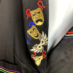 Susan Graver Blazer sz M Black Tragedy Comedy Theater Mask Avant Garde VINTAGE
