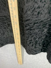 VTG Black Persian Lamb Broadtail Coat Mink Fur Collar Glam Classic S/M Old Money