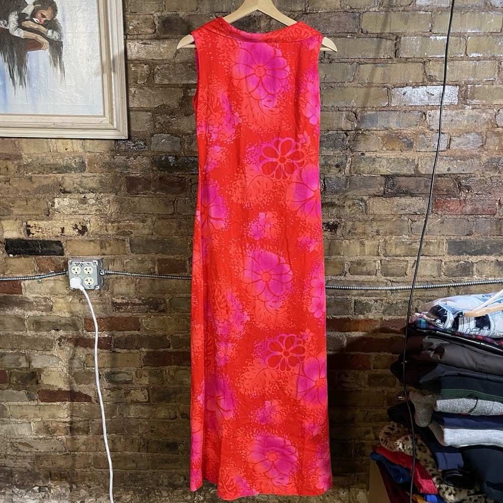 Vintage Kay O Kauai Hawaii Hawaiiian Dress Acrylic Tiki Aloha Maxi 60s 1960s