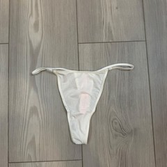 Victorias Secret White Mesh V-String Thong Panty Vintage 2001 Y2K NWT 1290 Small