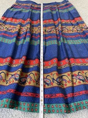 Chaus Pleated Floral Midi Skirt 22W Gold Red Pockets Cottagecore Boho Classic