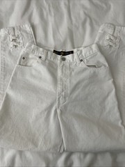 Vintage Sasson High Waisted Denim White Jeans Zip Ankle Women’s Ankle Bows 26×27