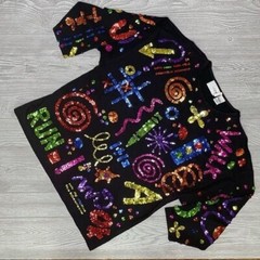 Vintage cotton cedars sequin crossing guard teacher school long sleeve shirt lg