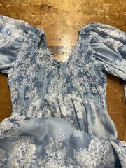 Vintage 1970s Baby Blue Prairie Maxi Circle Dress Bell Sleeve Cottagecore XS/S