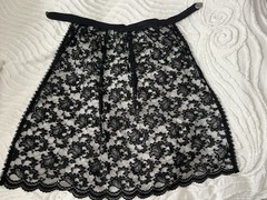 2 Skirts x Dirndl~1 Purple Damask w Lace~1 Embroidery Roses Dots Eyelets~S or M