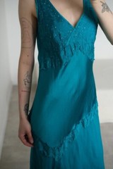 Vintage turquoise dress made of natural silk Monsoon, UK14