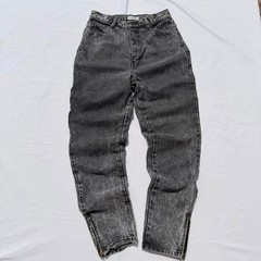 Vintage 80s Bonjour Jeans Womens 8 Black Acid Wash High Rise Tapered Zip Ankle