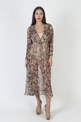 Vtg Low Cut Muted Lightweight Thin Floral Sundress Airy Summer Sun Midi Dress