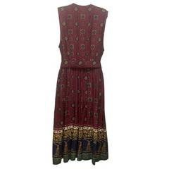 Vintage Bedford Fair Dress Sleeveless Belted Medallion Print Equestrian Size 14