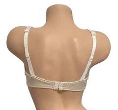 OLGA Cream Shiny Sheer Lace Nylon Bra Womens 36D