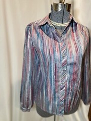 Vintage 70’s Disco Shirt By Lady Arrow Size M Medium Secretary Style Or Club