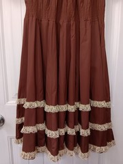 Vtg 60s 70s Partners Please Malco Modes Square Dance Dress Brown Cream 14 USA