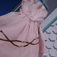 Vintage handmade 50s pink chiffon balletcore puffy cupcake mini dress
