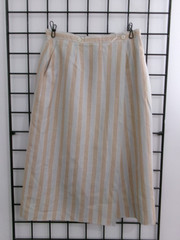 VINTAGE CHRISTIAN DIOR 🌸 6 / 28″ WAIST==BEIGE & LIGHT AQUA STRIPED WRAP SKIRT