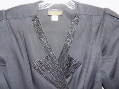 Taurus Nites Petites 8 M 80’s black glass beaded formal evening gown dress