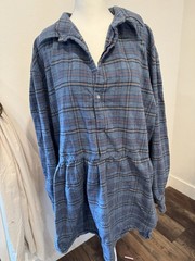 Vintage 1970s Made in France L’hermine Cotton Flannel Shirtdress Size XL