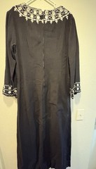 Vtg 70s Ramona Rull Dress L Women Black Caftan Ethnic Boho Mirrors Embroidered