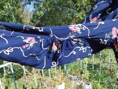 VTG 1930s Blue Novelty Print Rayon Home Made Dress 32W