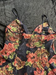 Vtg Victorias Secret Blue Bodysuit Sz Medium Floral Teddy Gold Label 90s