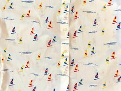 Vintage Women 70s Country Suburbans Sailboat Print Button-Up Shirt 14 Sleeveless