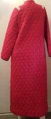 Vintage Red Calico Flannel Long Granny Prairie Quilted Robe Lounge Maxi M/42